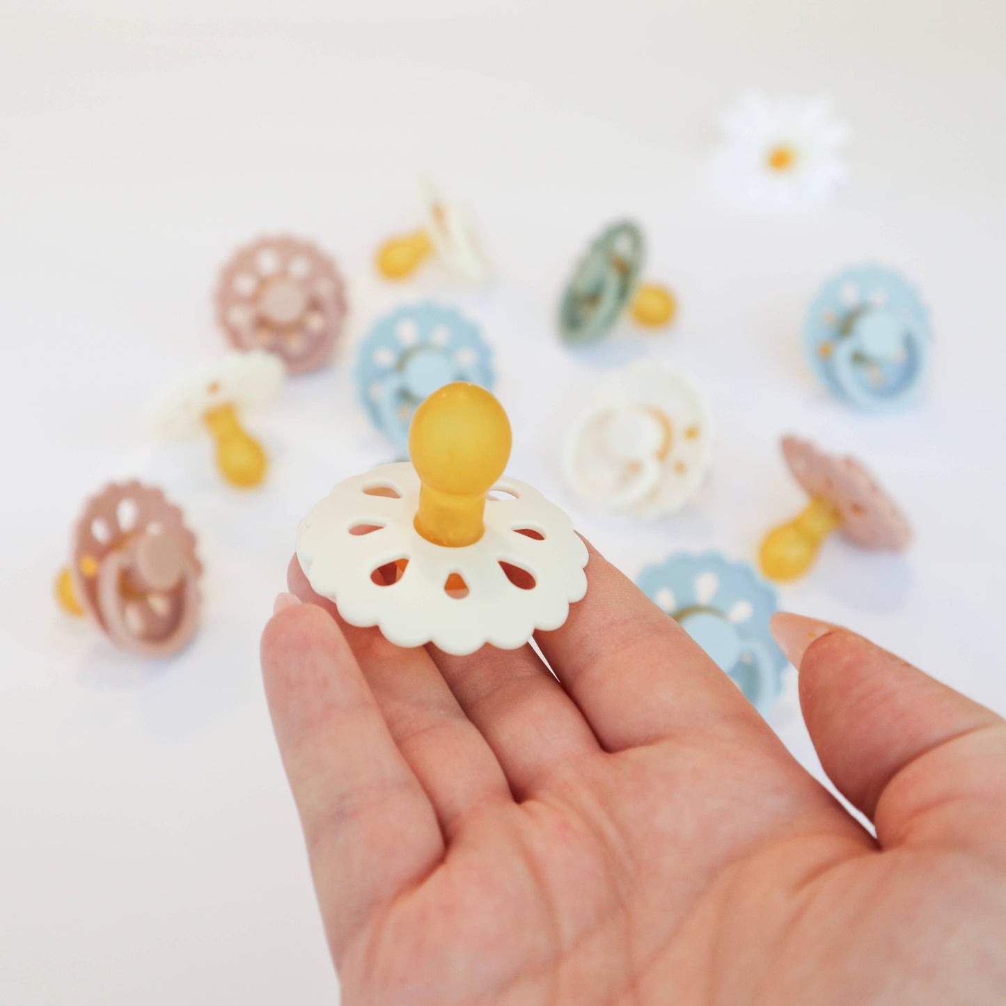 Natural Latex Pacifiers - Size 2 (6-18M) Blush & Cream