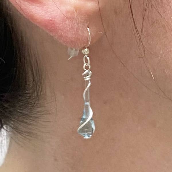 Sundrop Jewelry - Colorful Glass Teardrop Earrings with Recycled Silver Spiral