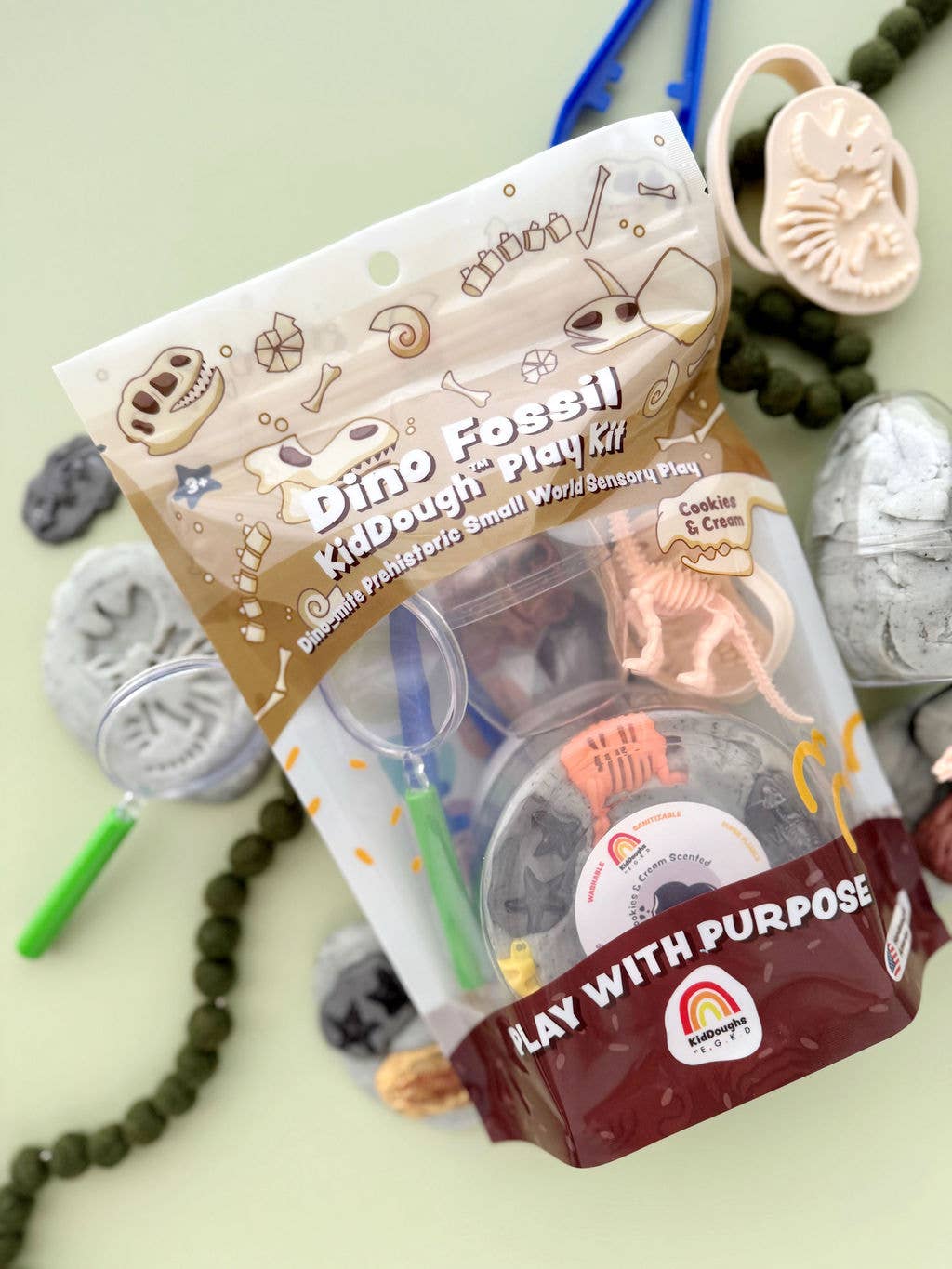 Earth Grown KidDoughs (KidDoughs by EGKD) - Dino Fossil Dig KidDough Play Kit
