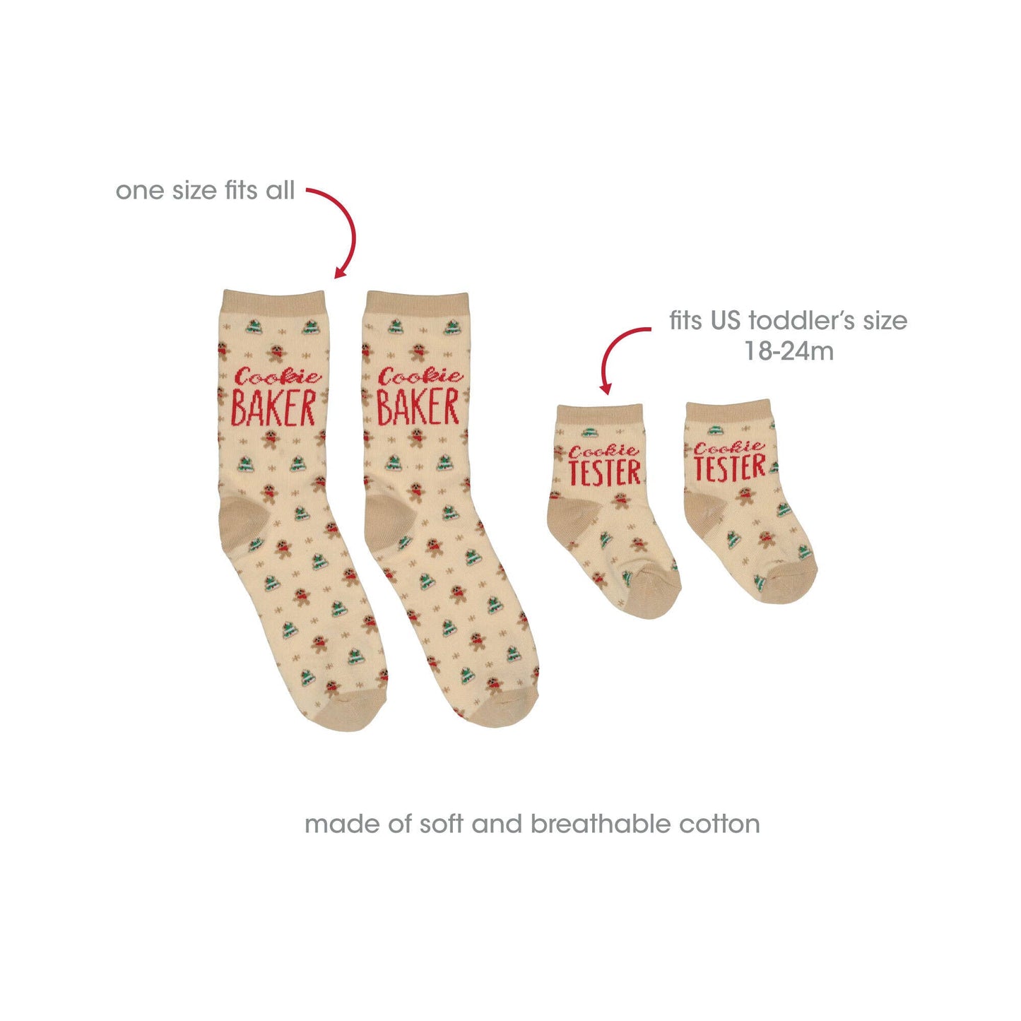 Pearhead - Cookie Baker & Tester Christmas Parent & Baby Sock Set