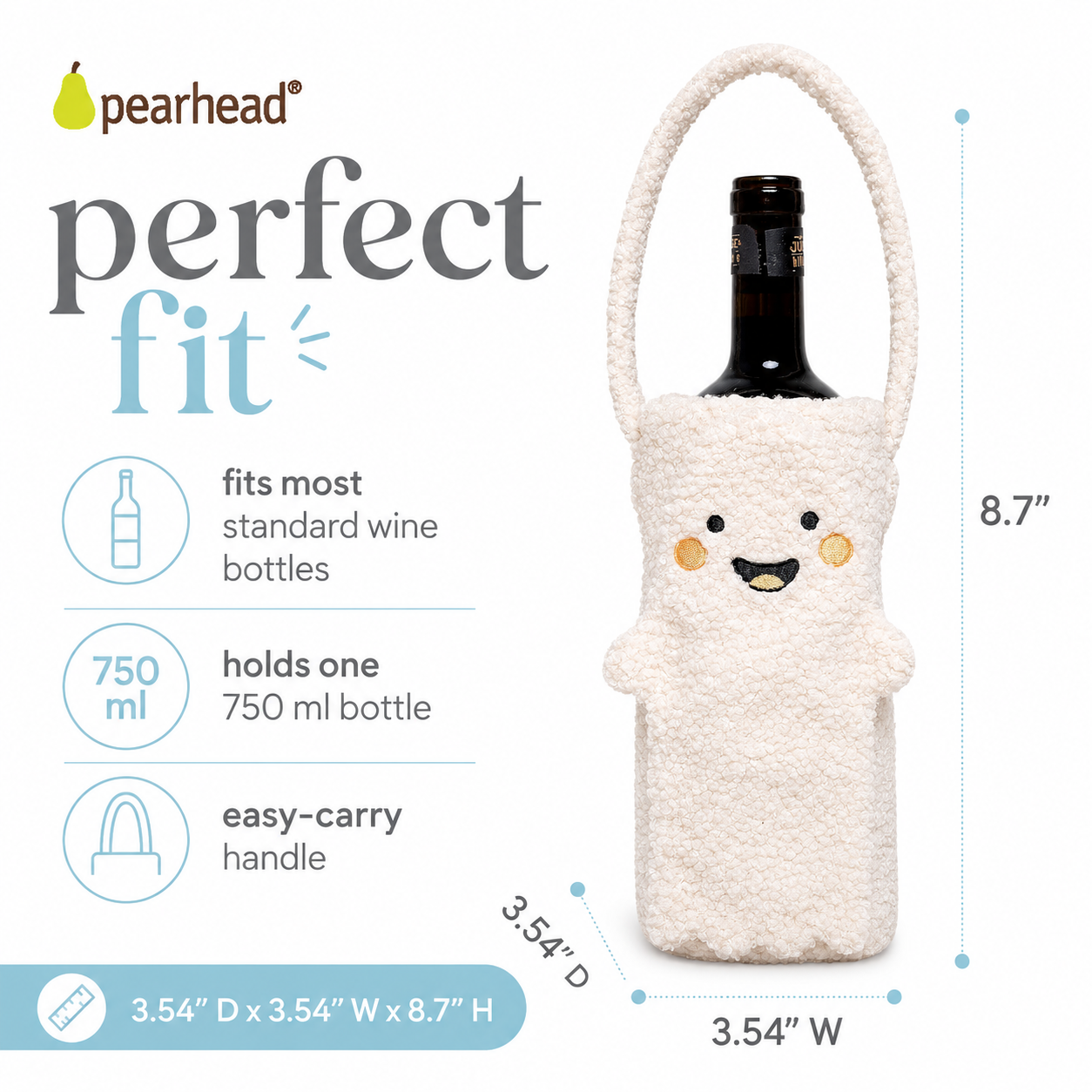 Pearhead - Ghost Sherpa Wine Bottle Gift Bag, Hostess Gift