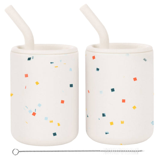 WeeSprout - Silicone Toddler Straw Cups – 4 oz, Set of 2