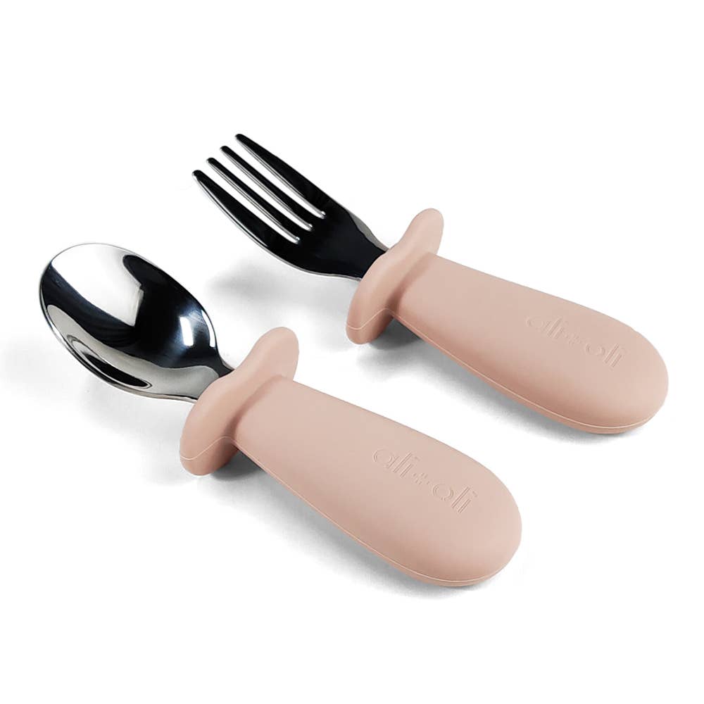 Ali+Oli - Ali+Oli Spoon & Fork Learning Set for Toddlers (Pink) 6m+