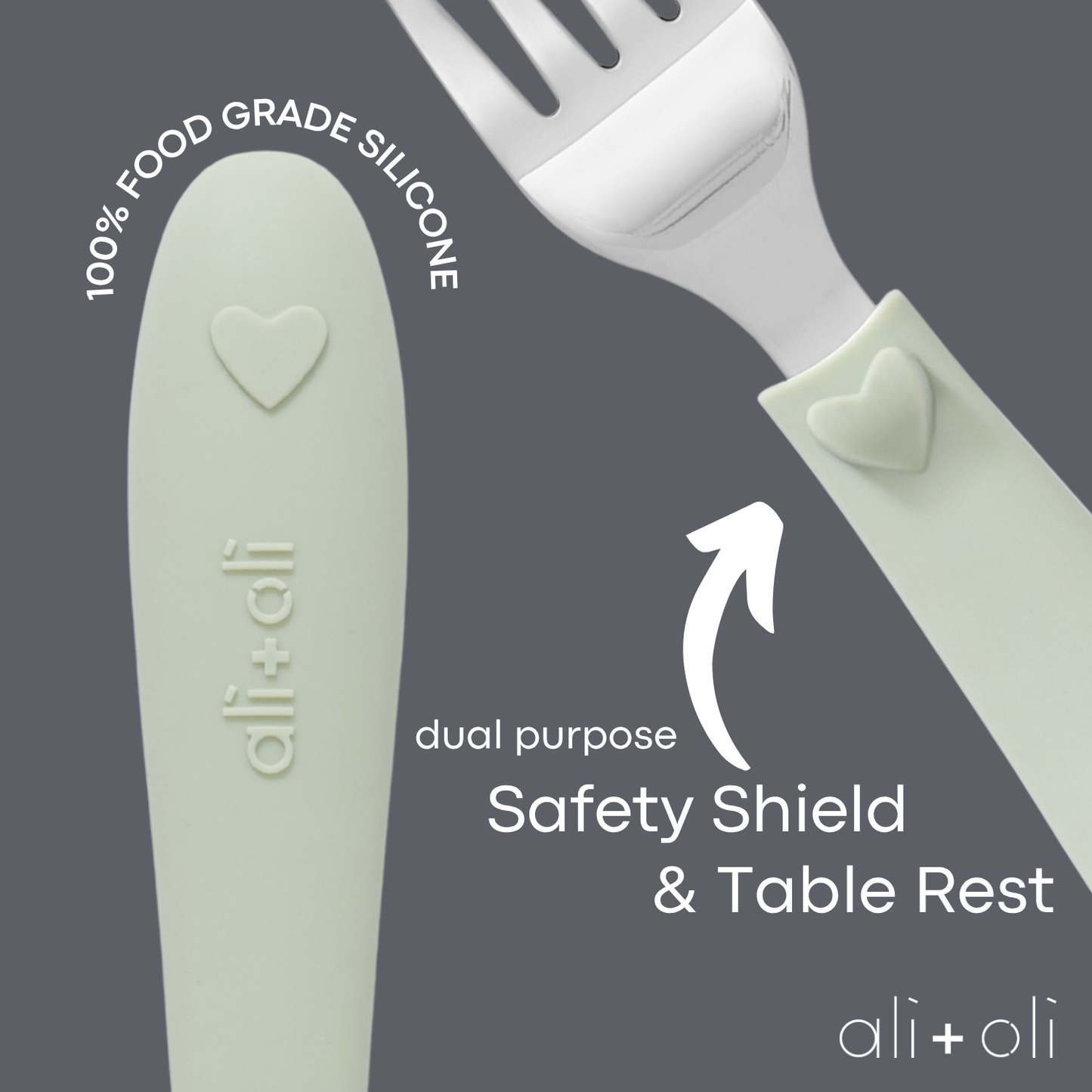 Ali+Oli - Ali+Oli (6pc) Toddler Utensils Set - Stainless Steel (Heart)