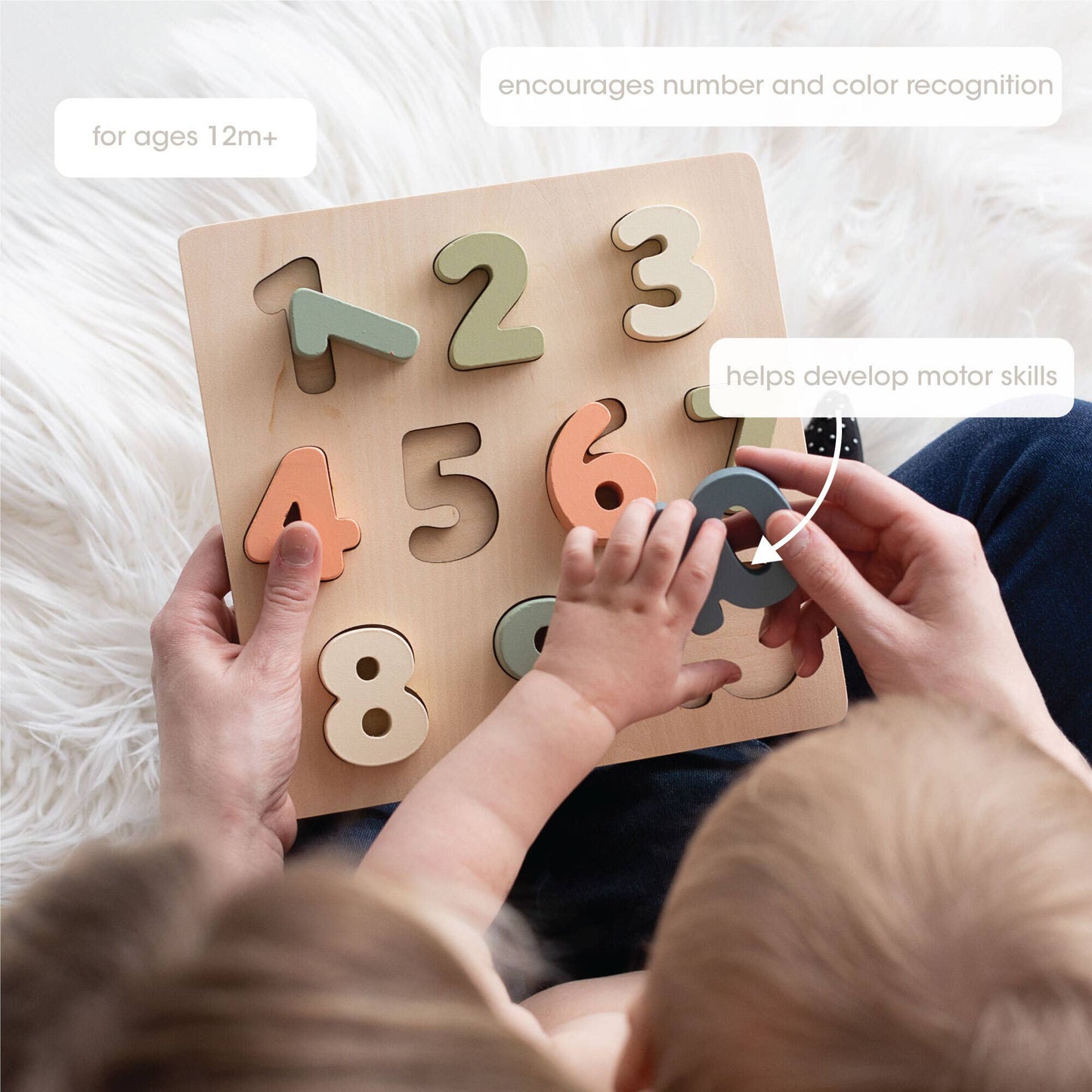 Pearhead - Wooden Numbers Puzzle, Montessori Learning Toy