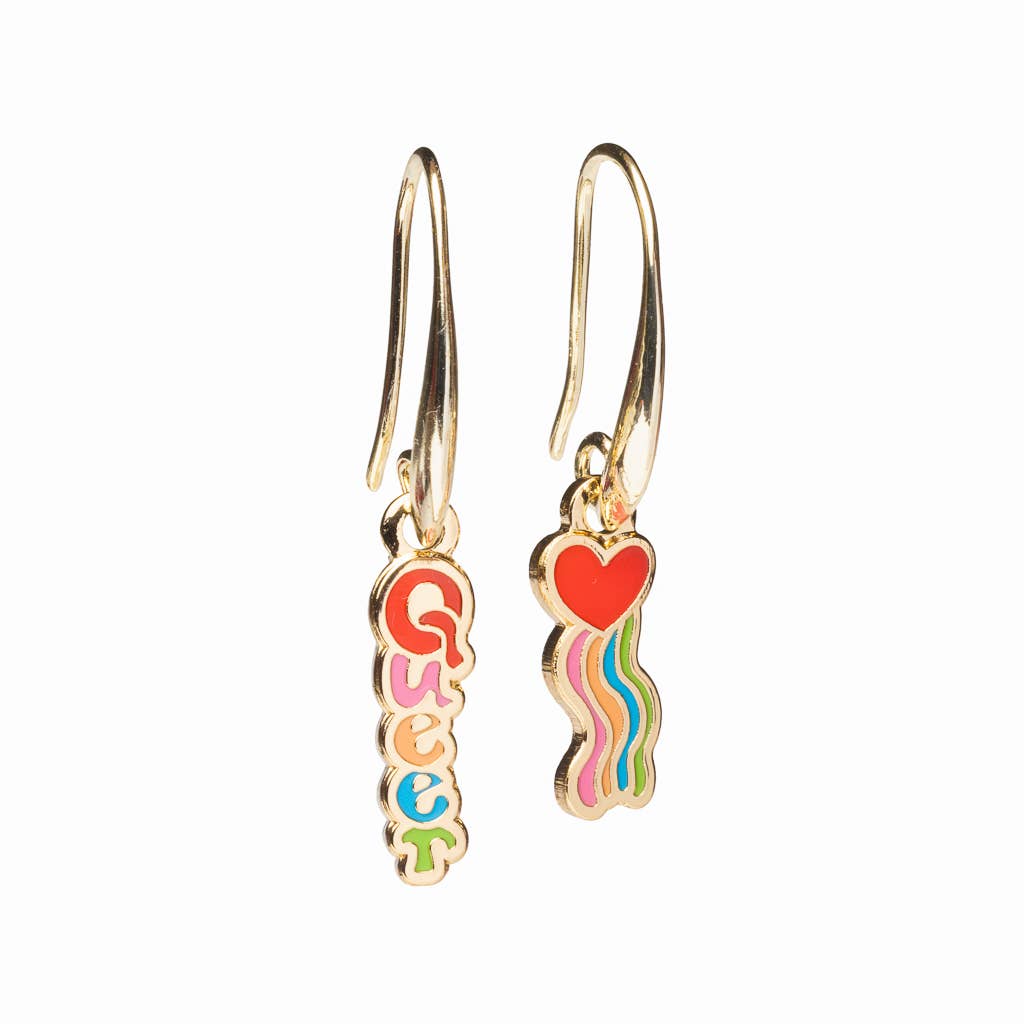 Queer Heart Earrings - Gold LGBTQ+ Pride Statement Jewelry