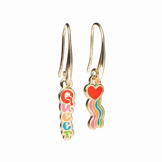Queer Heart Earrings - Gold LGBTQ+ Pride Statement Jewelry
