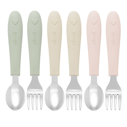 Ali+Oli - Ali+Oli (6pc) Toddler Utensils Set - Stainless Steel (Heart)