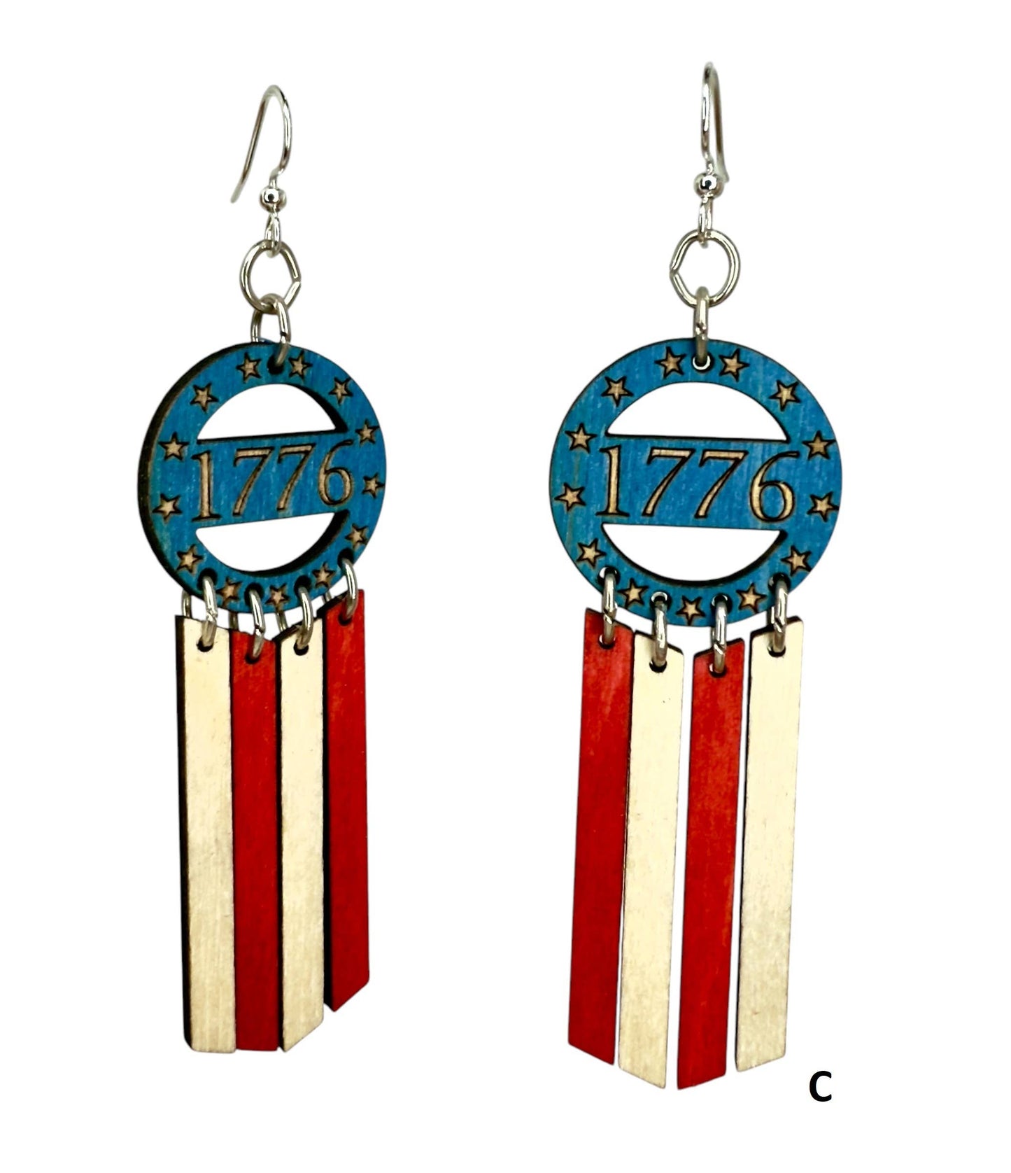 Green Tree Jewelry - American Flag Dangle Earrings #1776