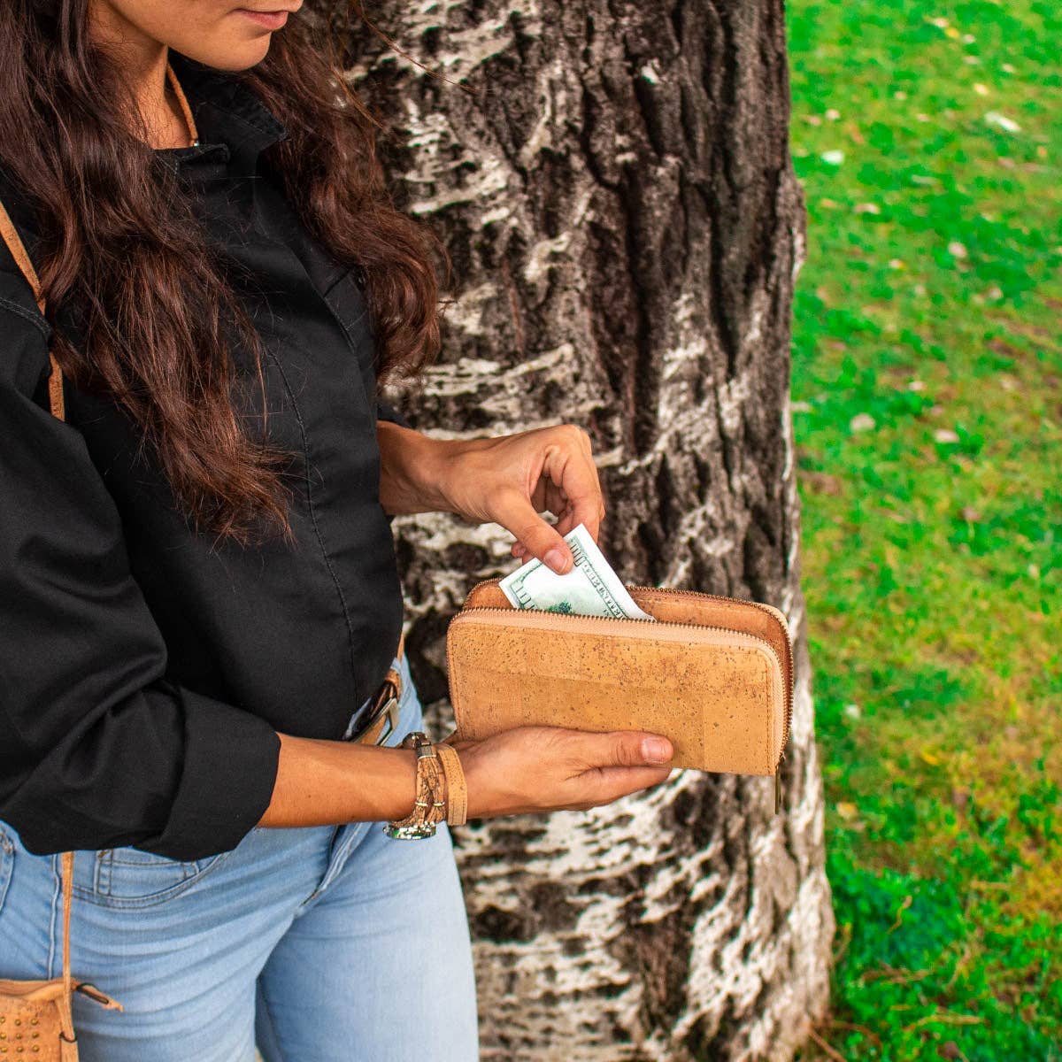 Natural cork women's classic vegan wallet Bag-324-F