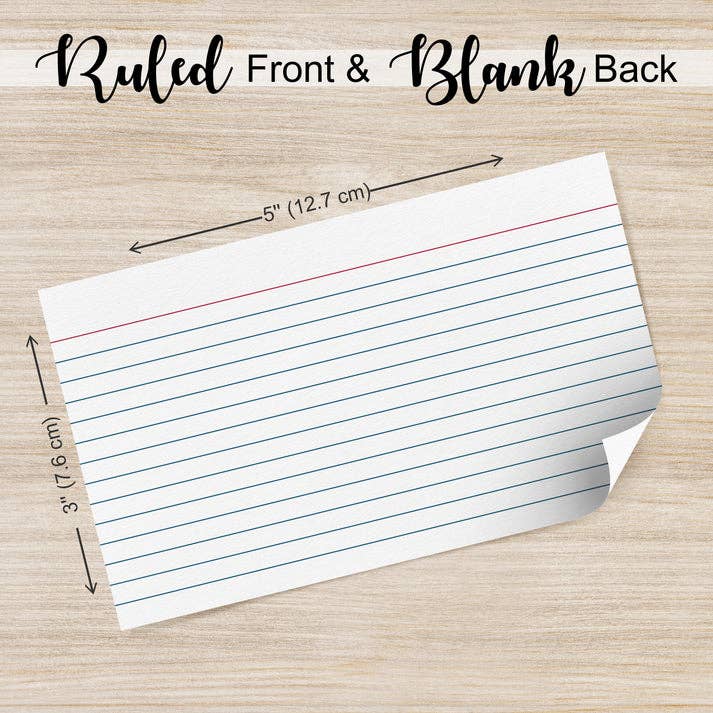 Index Cards Ruled, White Ruled (100 Card Pack)