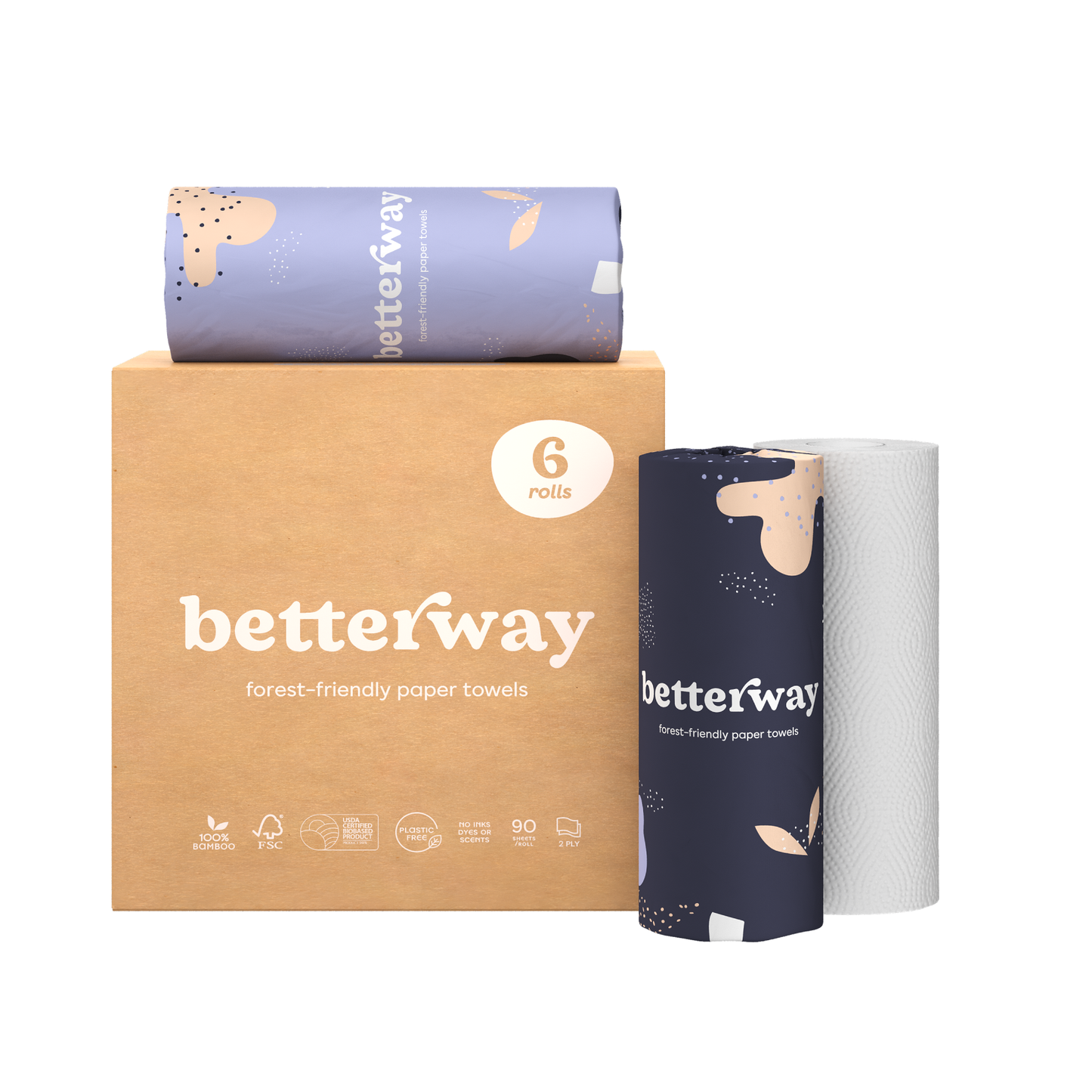 Betterway - Betterway Bamboo Paper Towels (6 rolls/box)