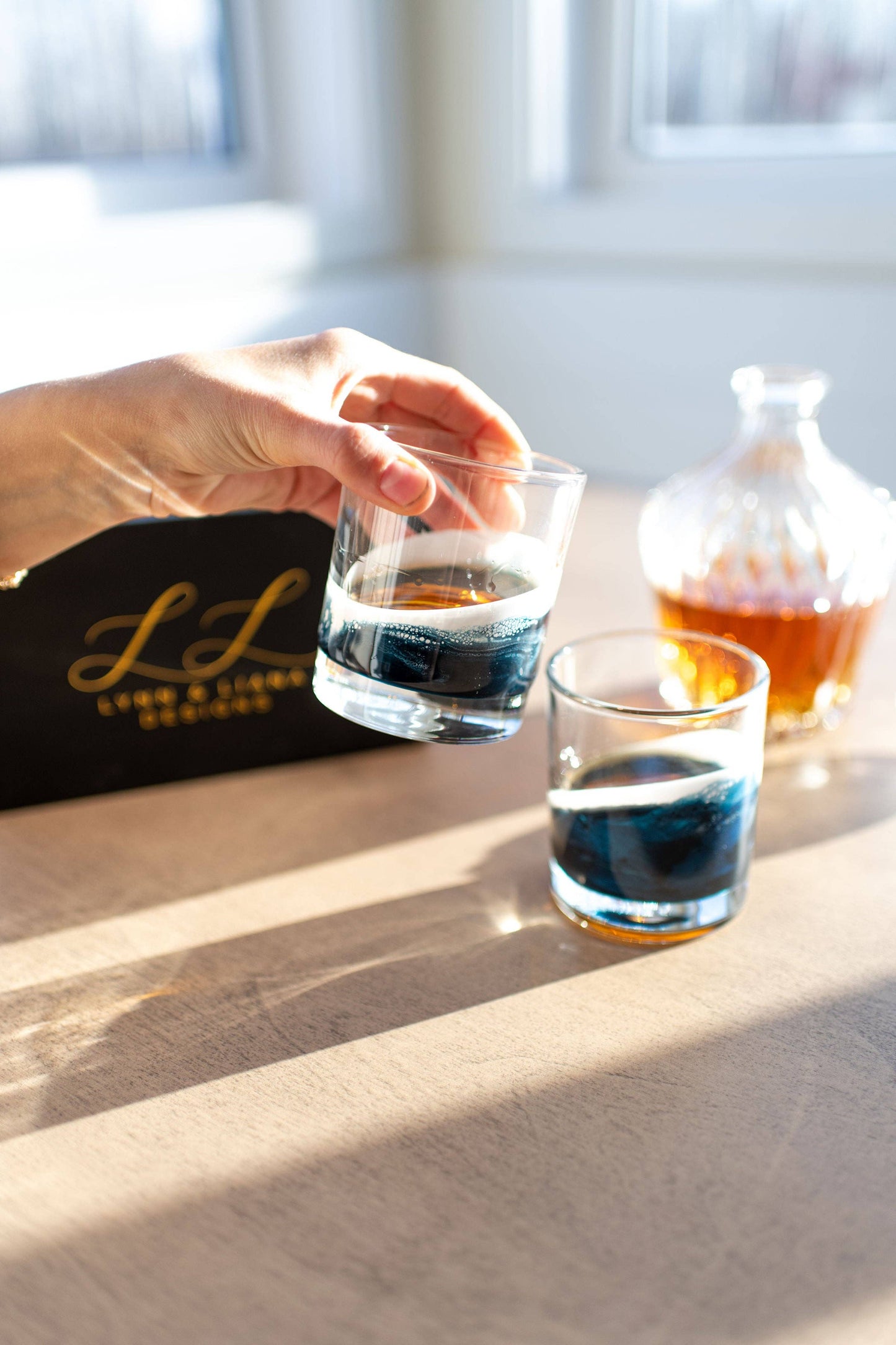 Resin Accented Whisky Glasses-Price is per glass -NO TARIFFS