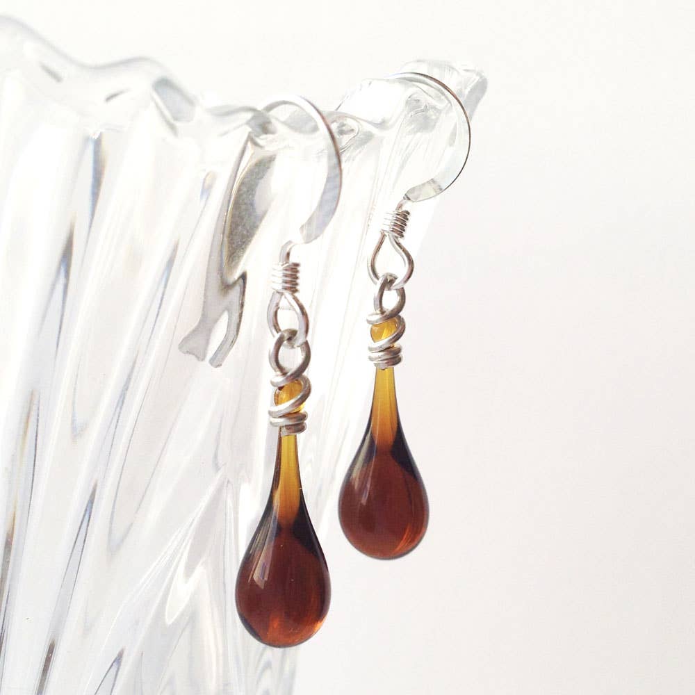 Sundrop Jewelry - Solaris Glass Teardrop Earrings - Recycled Glass Colors