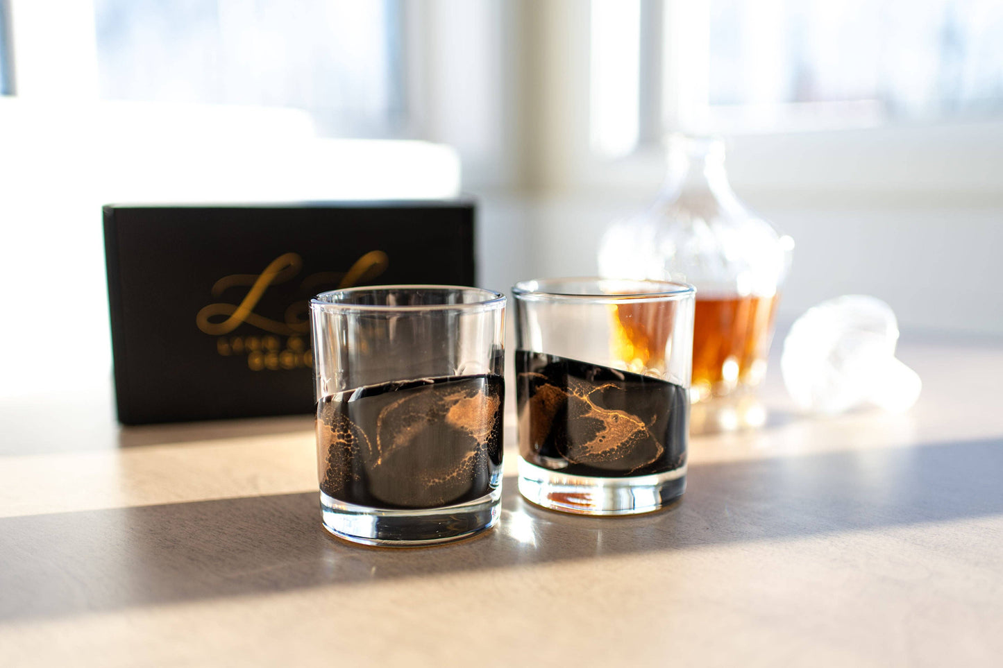 Resin Accented Whisky Glasses-Price is per glass -NO TARIFFS