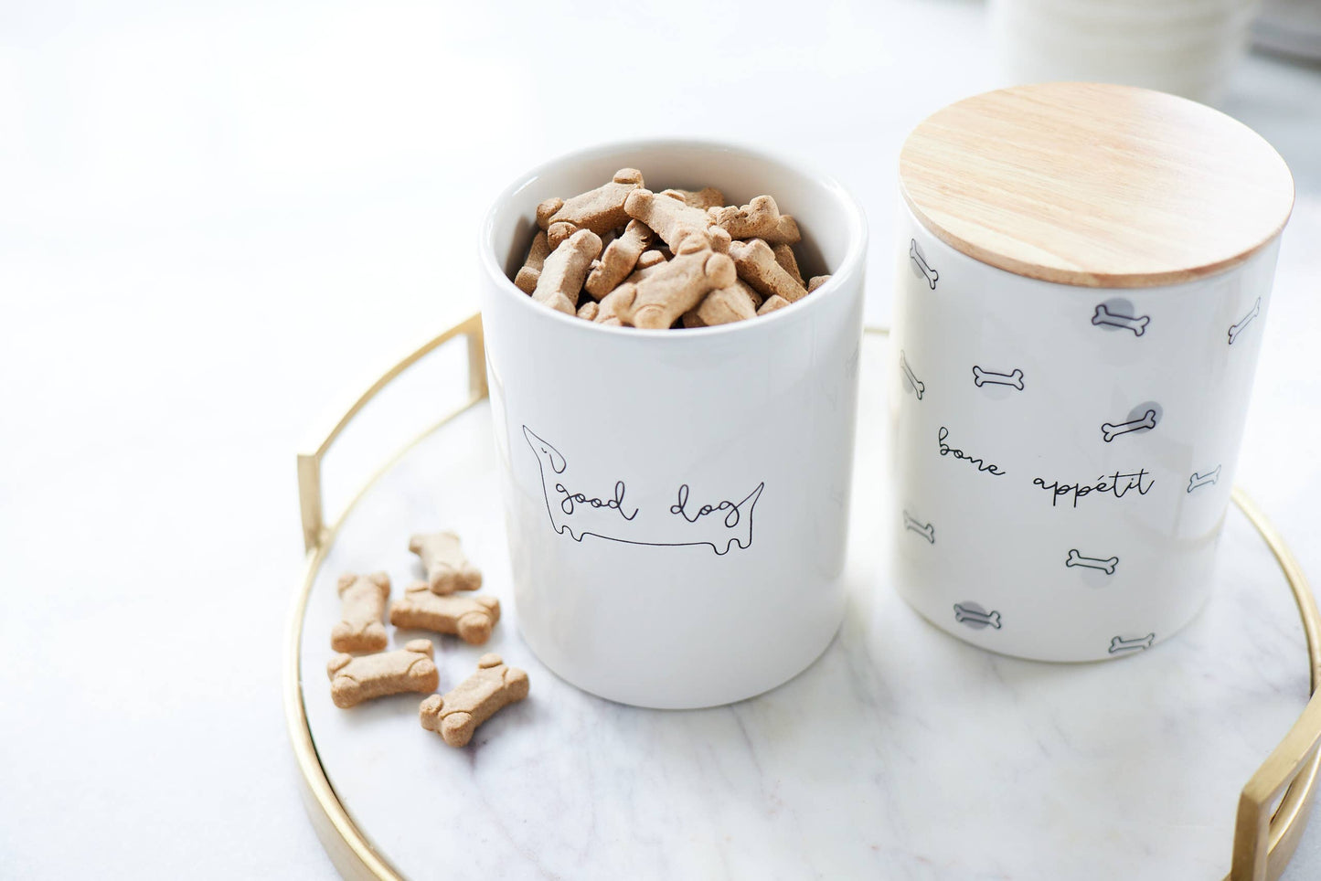 Pearhead - Good Dog Ceramic Treat Jar with Wooden Lid