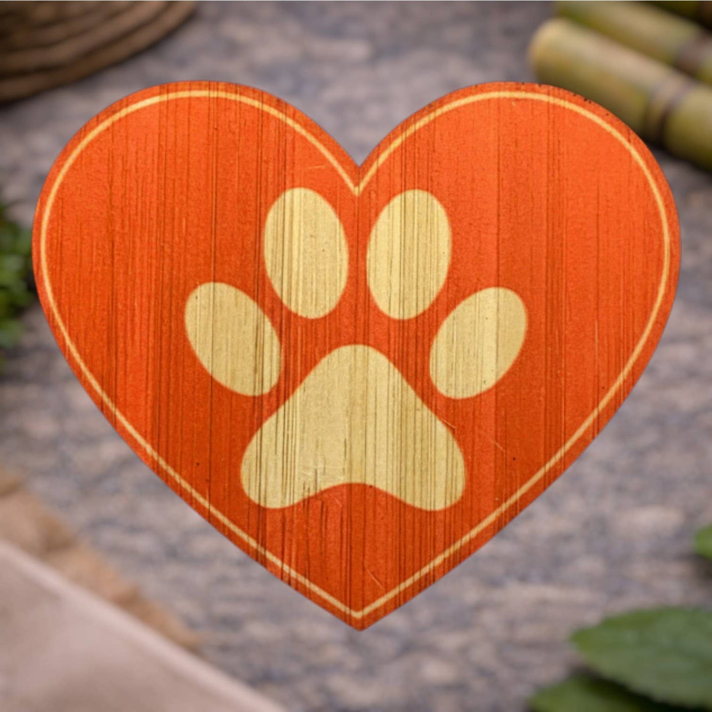 Bamboo Wood Stickers - Heart Paw Eco-Friendly Bamboo Sticker