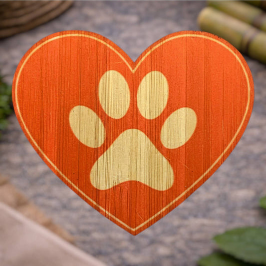 Bamboo Wood Stickers - Heart Paw Eco-Friendly Bamboo Sticker