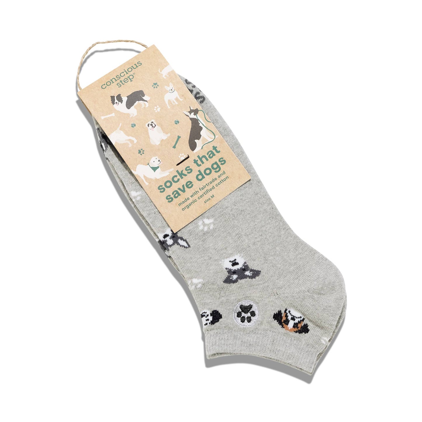 Conscious Step - Ankle Socks that Save Dogs | Gray Dogs