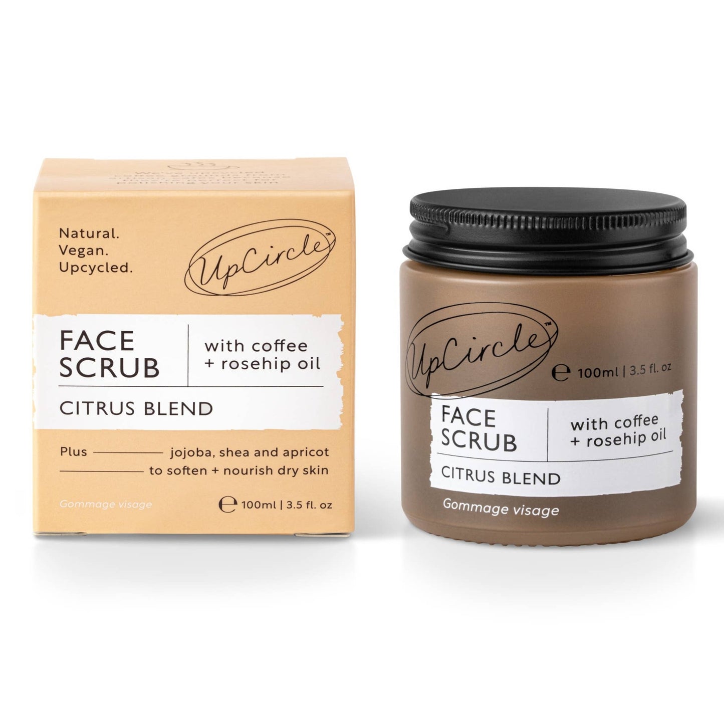 Zero Waste Vegan Face Scrub with Coffee + Rosehip [Citrus blend] Exfoliator