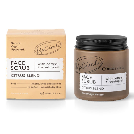 Zero Waste Vegan Face Scrub with Coffee + Rosehip [Citrus blend] Exfoliator