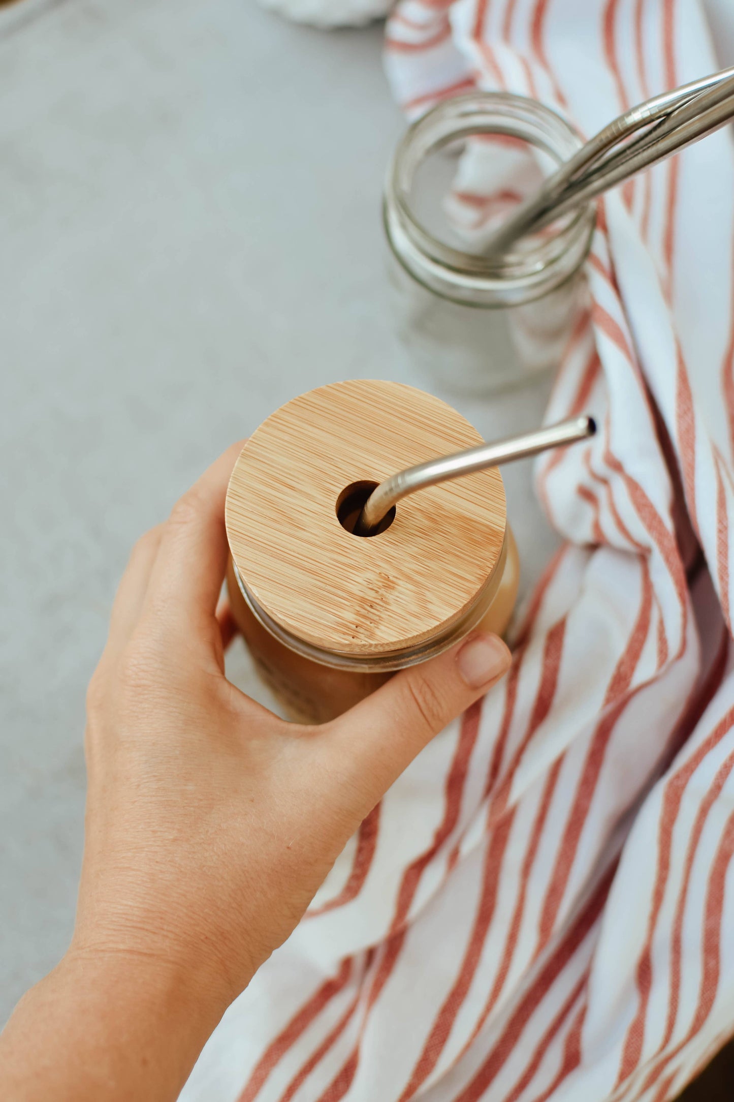 Bamboo Jar Lid Regular Mouth WITH HOLE