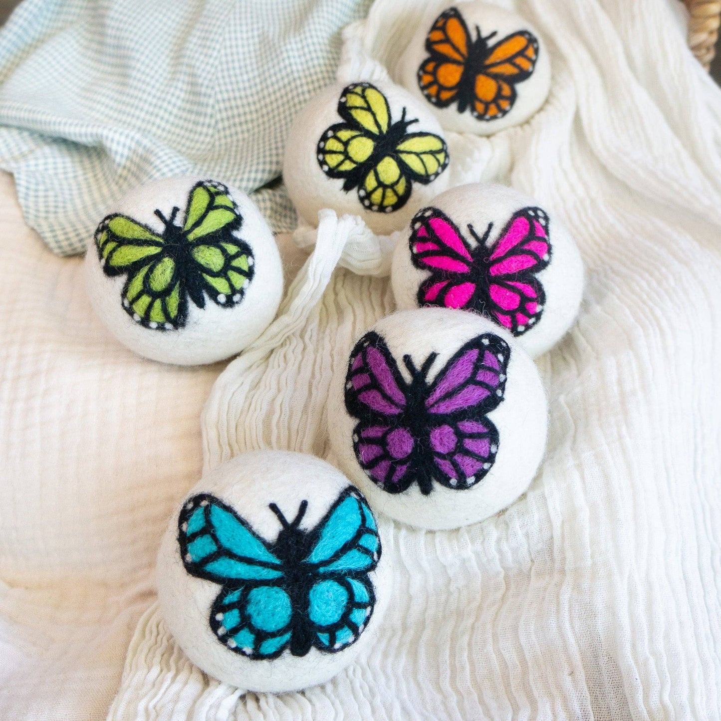Friendsheep - Monarch Butterfly  Eco Wool Dryer Ball Set of 3 - Moon