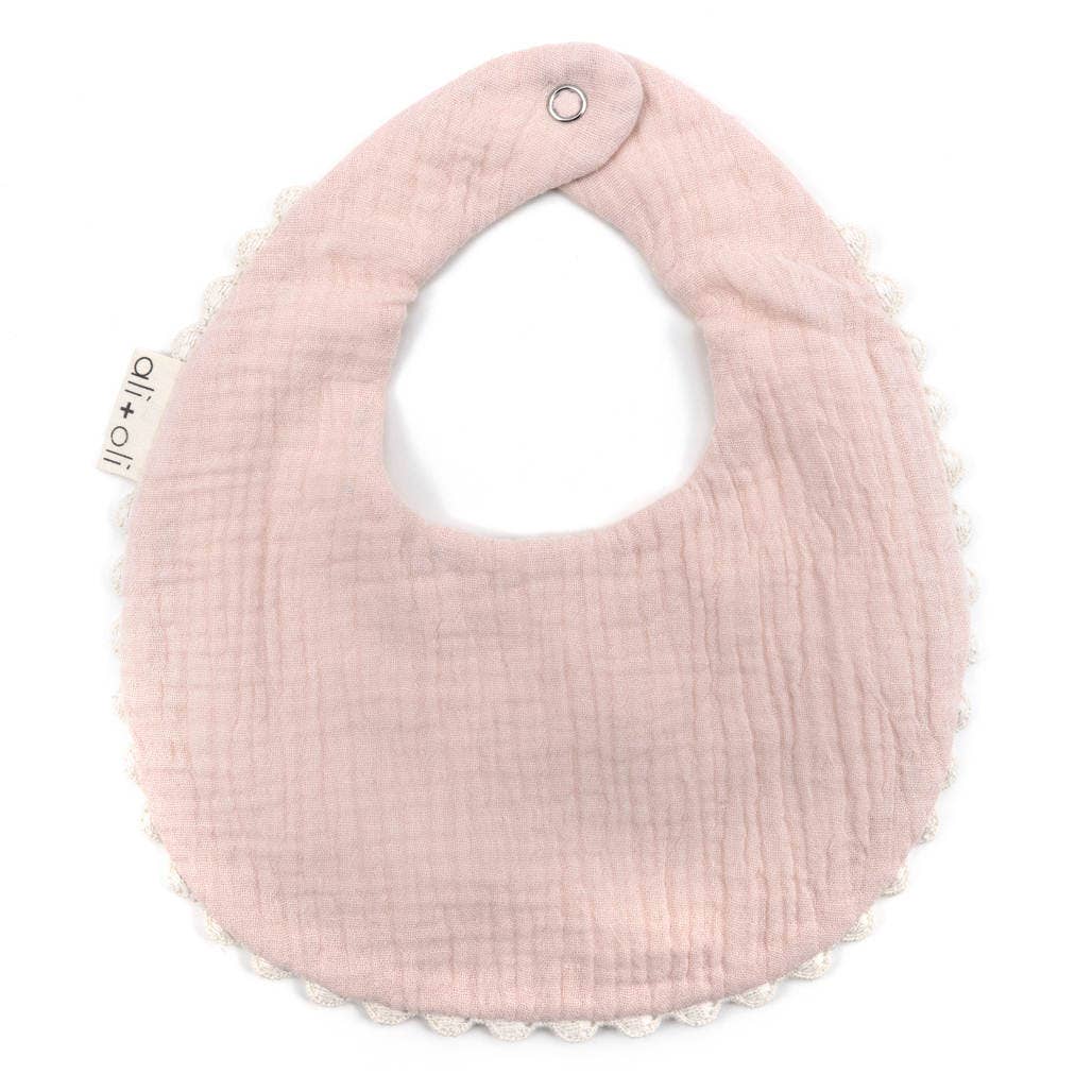 Ali+Oli - Muslin Cotton Baby Bib Double Sided (Pink/Flowers)