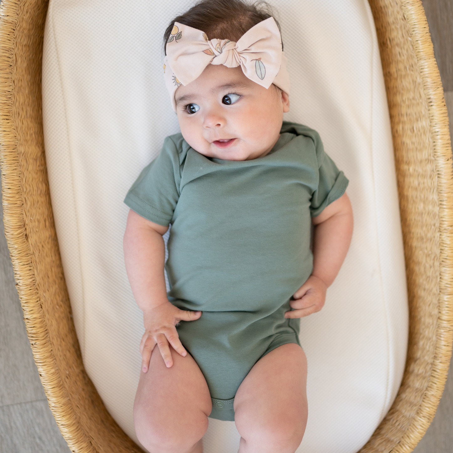 Organic Cotton Short Sleeve Bodysuit  Basil Green