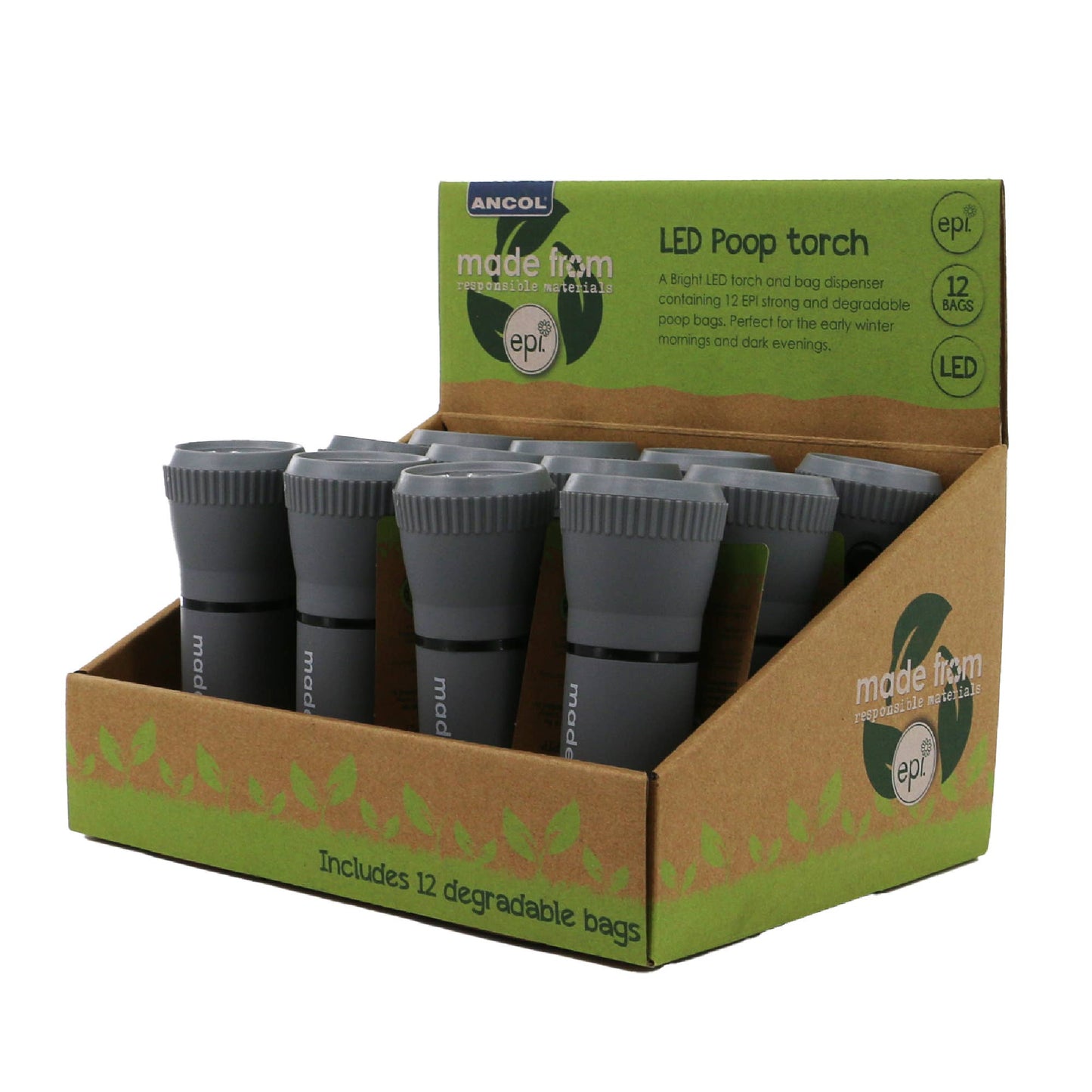 Poop Bag Dispenser Torch 12 Pack