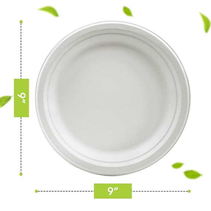 Three Leaf Products - Three Leaf 9" Bagasse Round Plate, 500 Ct.