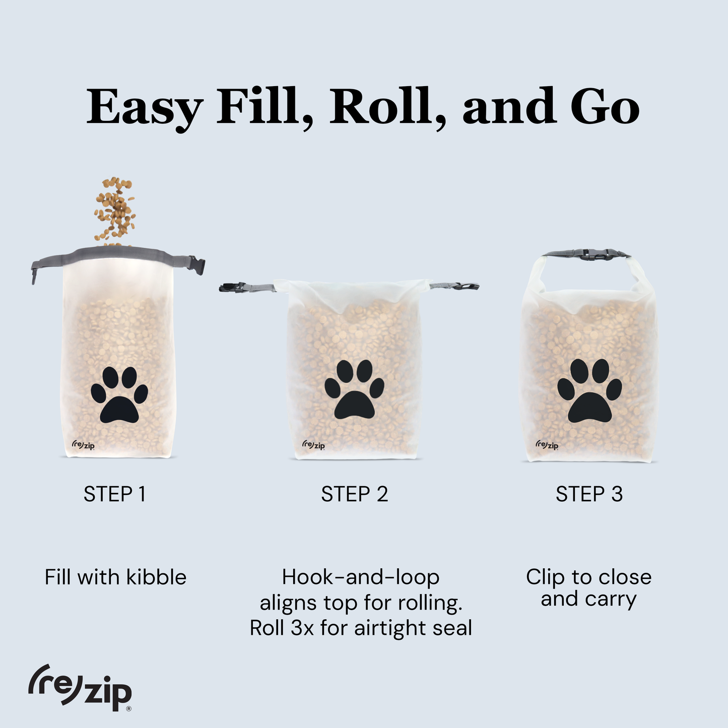 Reusable Roll Top Pet Food Storage Bag - Medium