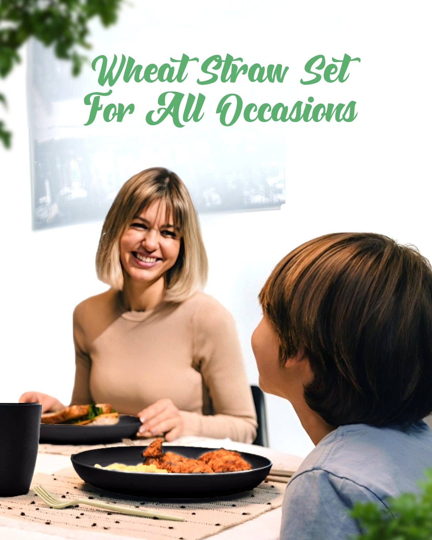 Greendish - Eco-Friendly Wheat Straw Dinnerware Combo Sets Reusable Kit