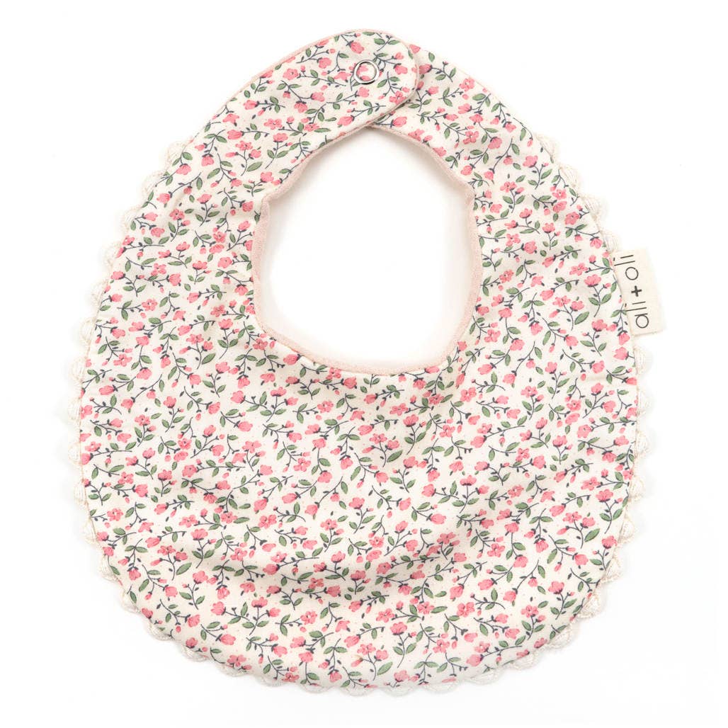 Ali+Oli - Muslin Cotton Baby Bib Double Sided (Pink/Flowers)