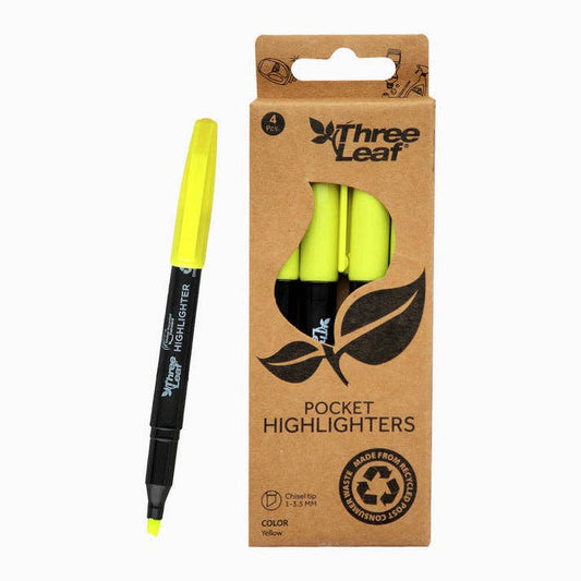 Three Leaf Highlighter 4 Ct., Pack Of 72, Yellow, Chisel Tip