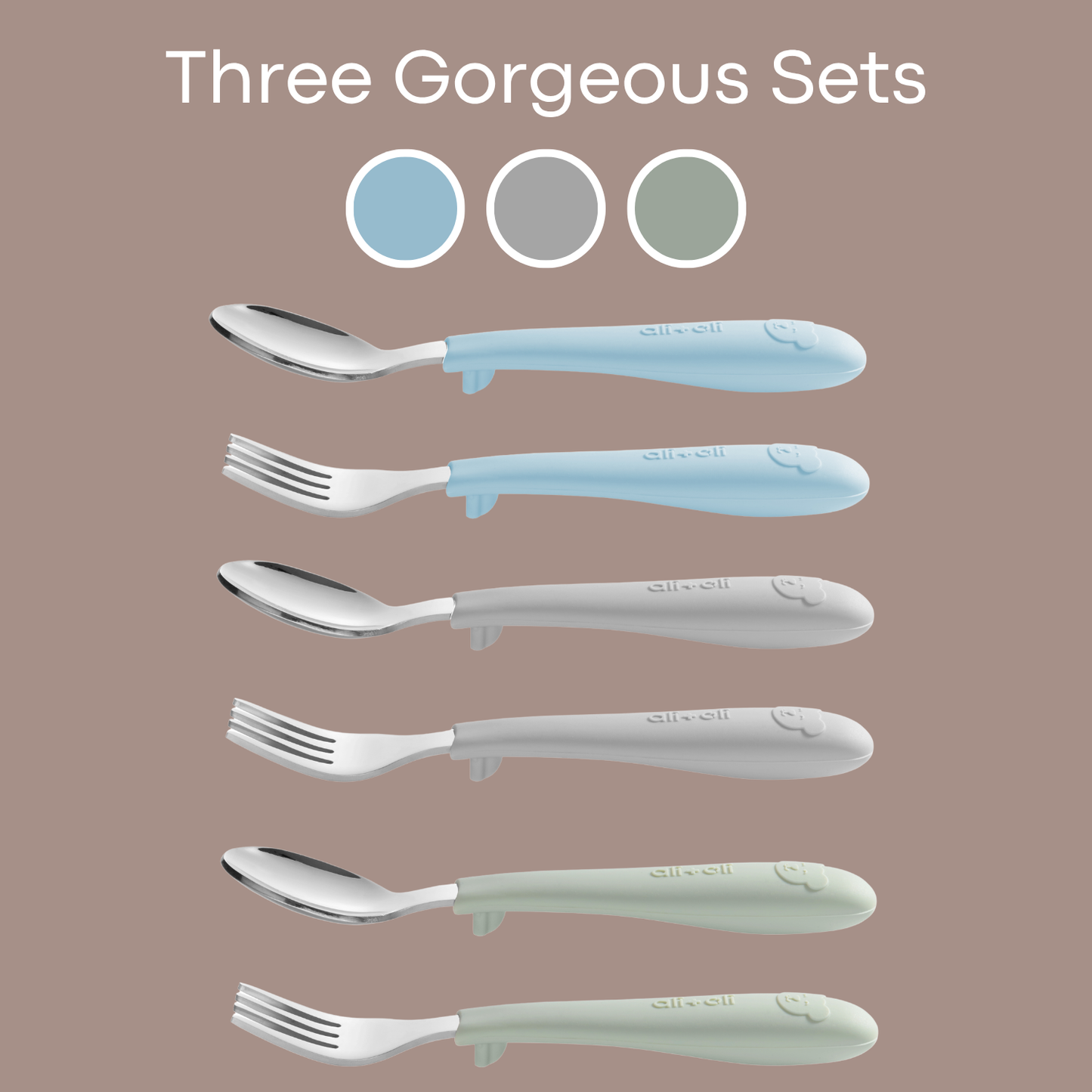 Ali+Oli - Ali+Oli (6pc) Toddler Utensils Set - Stainless Steel (Bears)