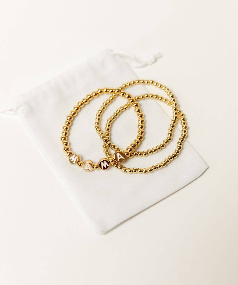 Sunflower Motherhood - Mama Bracelet Set | 18K Gold Plated Set of 3 for Mom