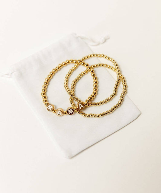 Sunflower Motherhood - Mama Bracelet Set | 18K Gold Plated Set of 3 for Mom