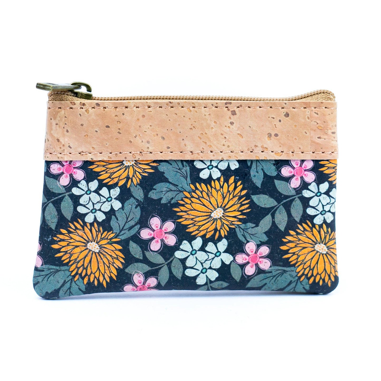 Printed Cork Mini Wallet with Dual Zippers BAG-2316