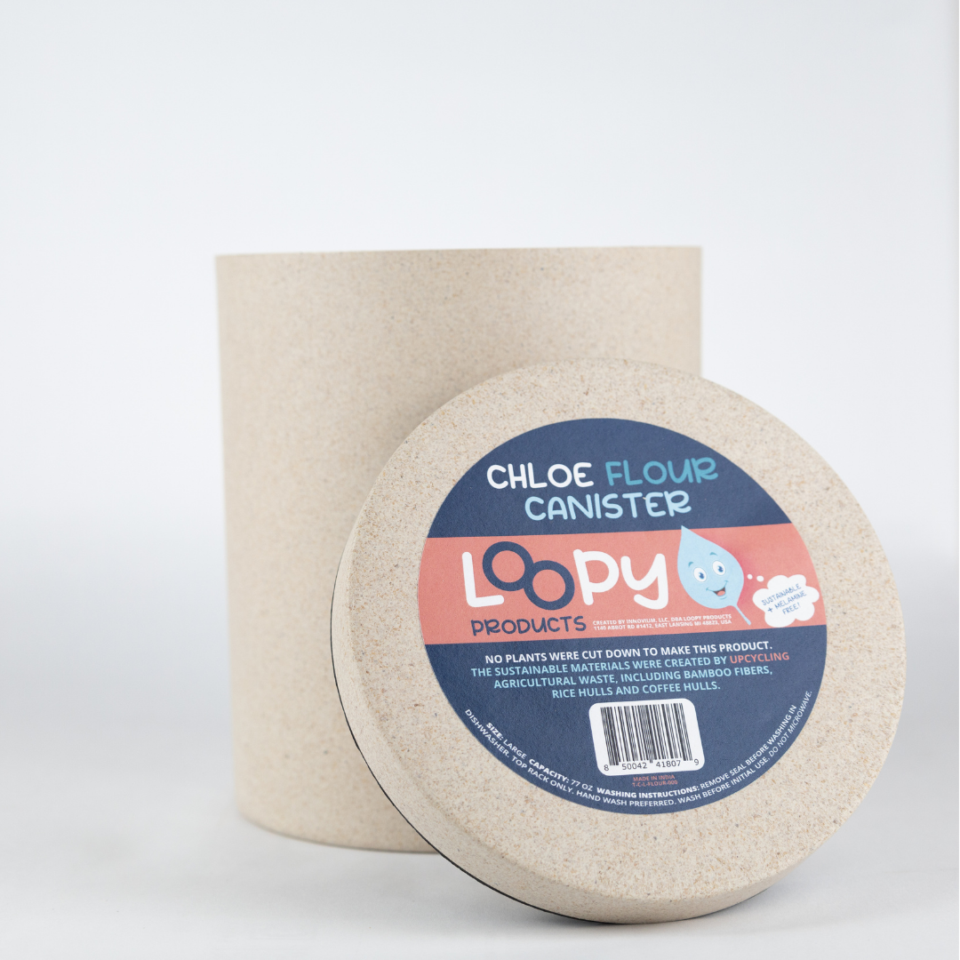 Loopy Products - Sustainable Large Bamboo Flour Canister Seashell Color 77 Oz