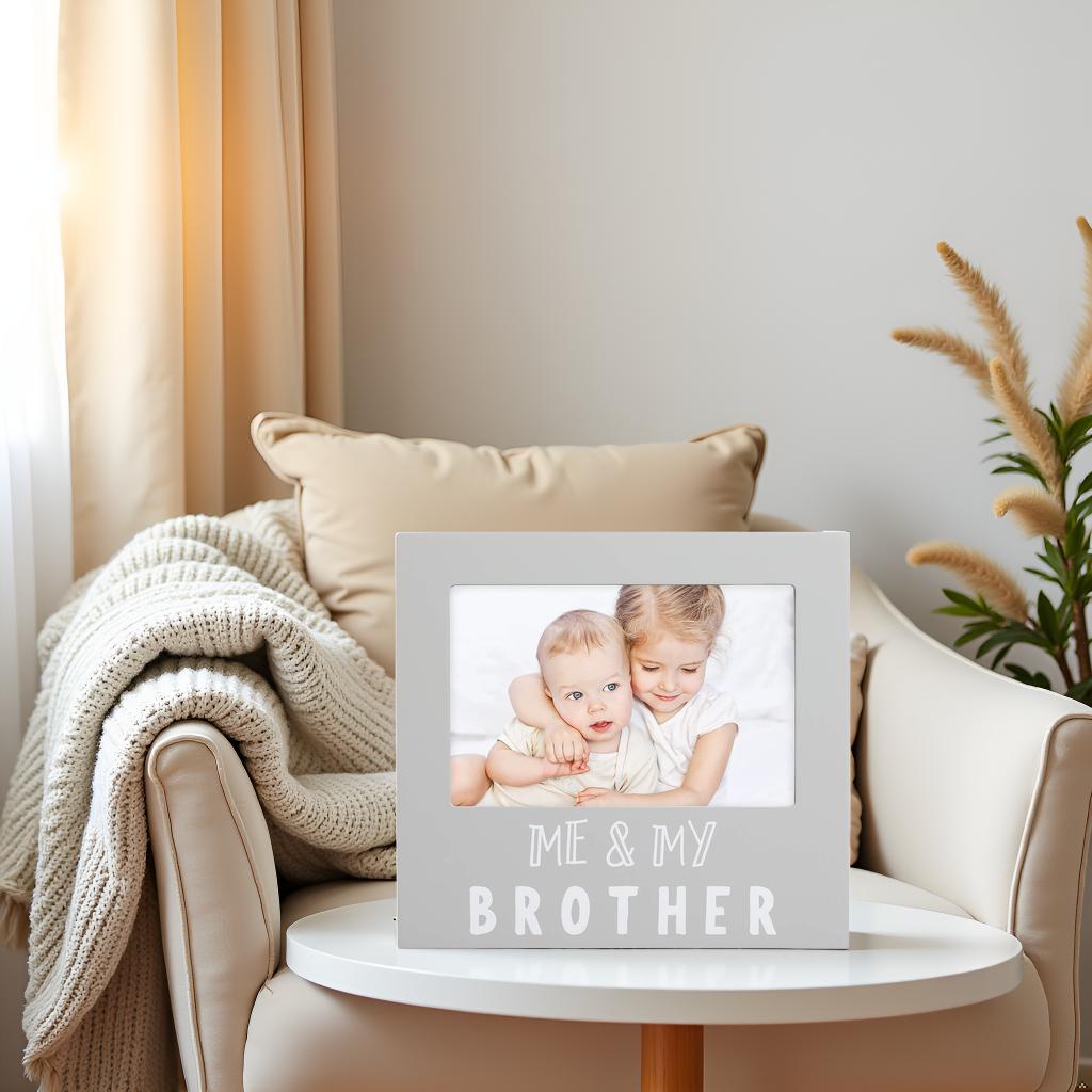 Pearhead - Me and My Brother Sentiment Picture Frame, Gray