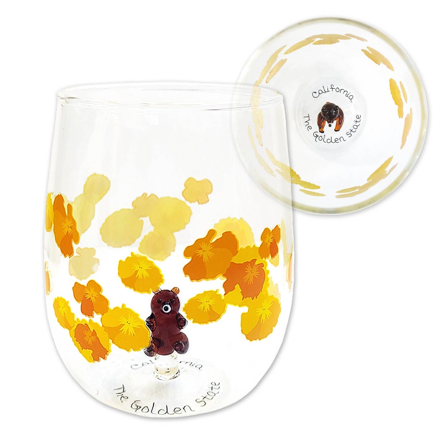 SF Mercantile - Poppy Bear Stemless Wine Glass
