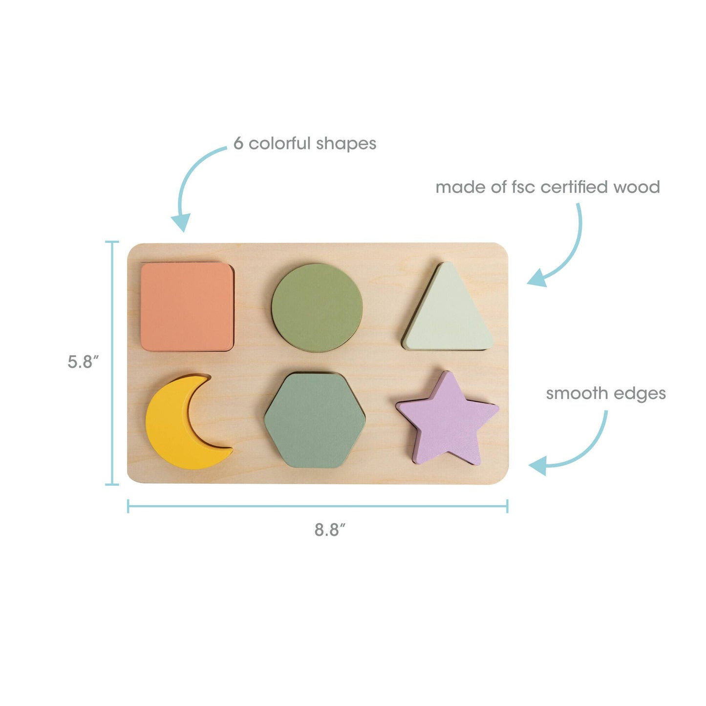Pearhead - Wooden Shapes Puzzle, Developmental Learning Toy