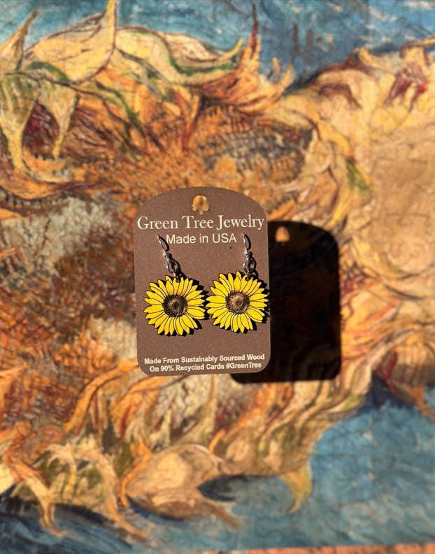 Green Tree Jewelry - Detailed Sunflower Earrings