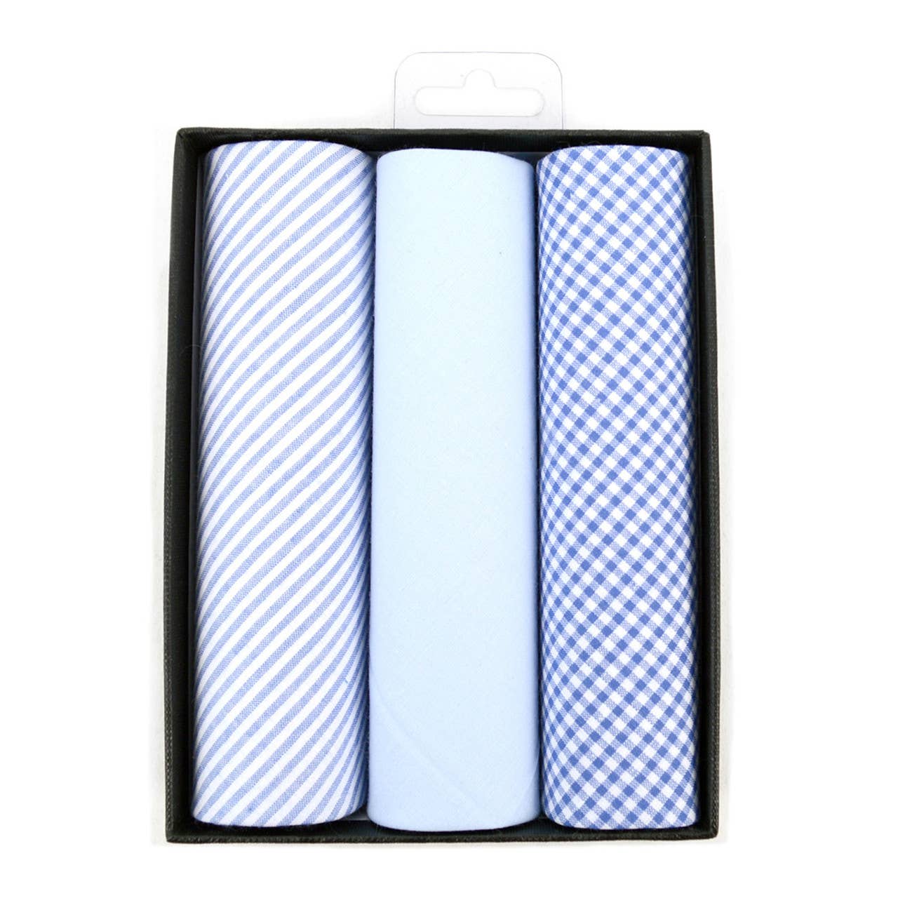 Men's Cotton Solid, Striped & Plaid Blue Handkerchiefs