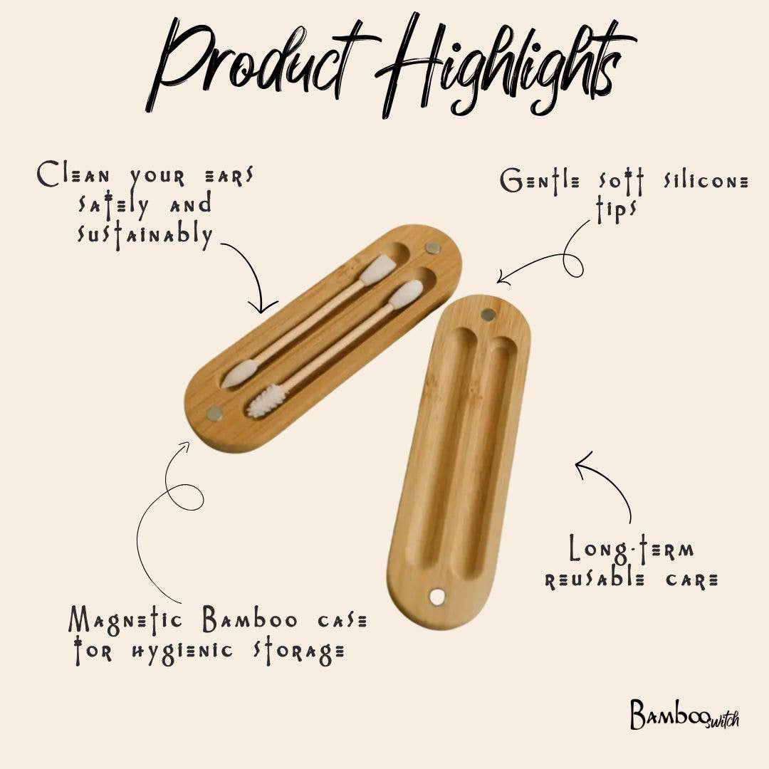 Reusable Bamboo Ear Buds in Case | Earth Day Bestseller