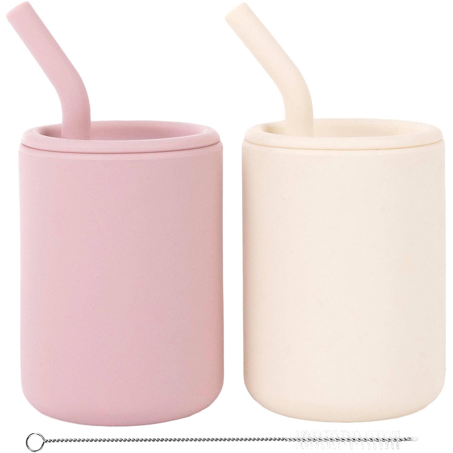 WeeSprout - Silicone Toddler Straw Cups – 4 oz, Set of 2