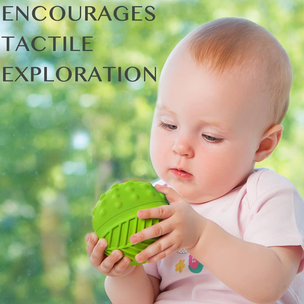 CaaOcho Natural Rubber Toys - Natural Rubber 3" Sensory Ball Meadow, Eco-Friendly