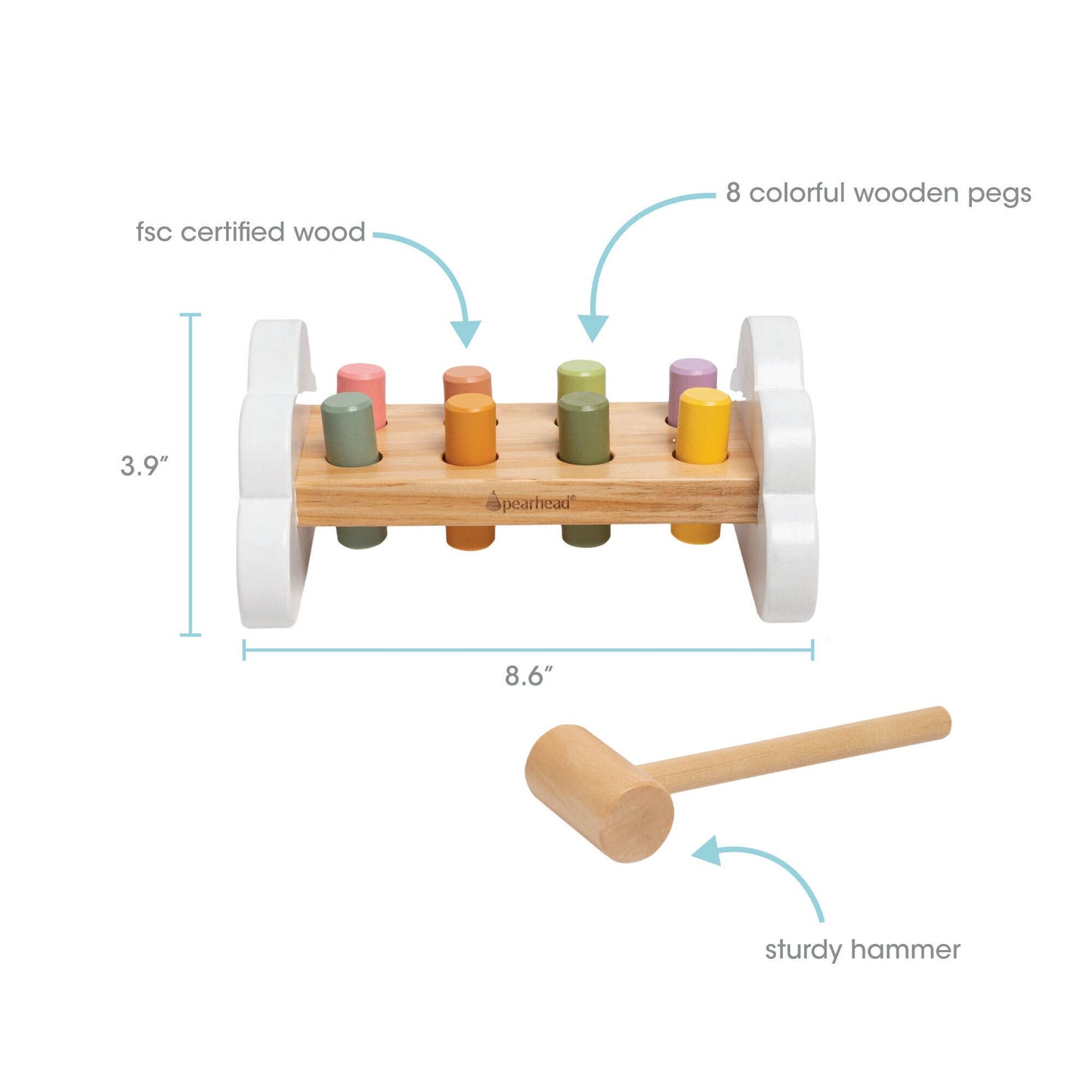 Pearhead - Wooden Hammer Bench Toy, Learning Toy