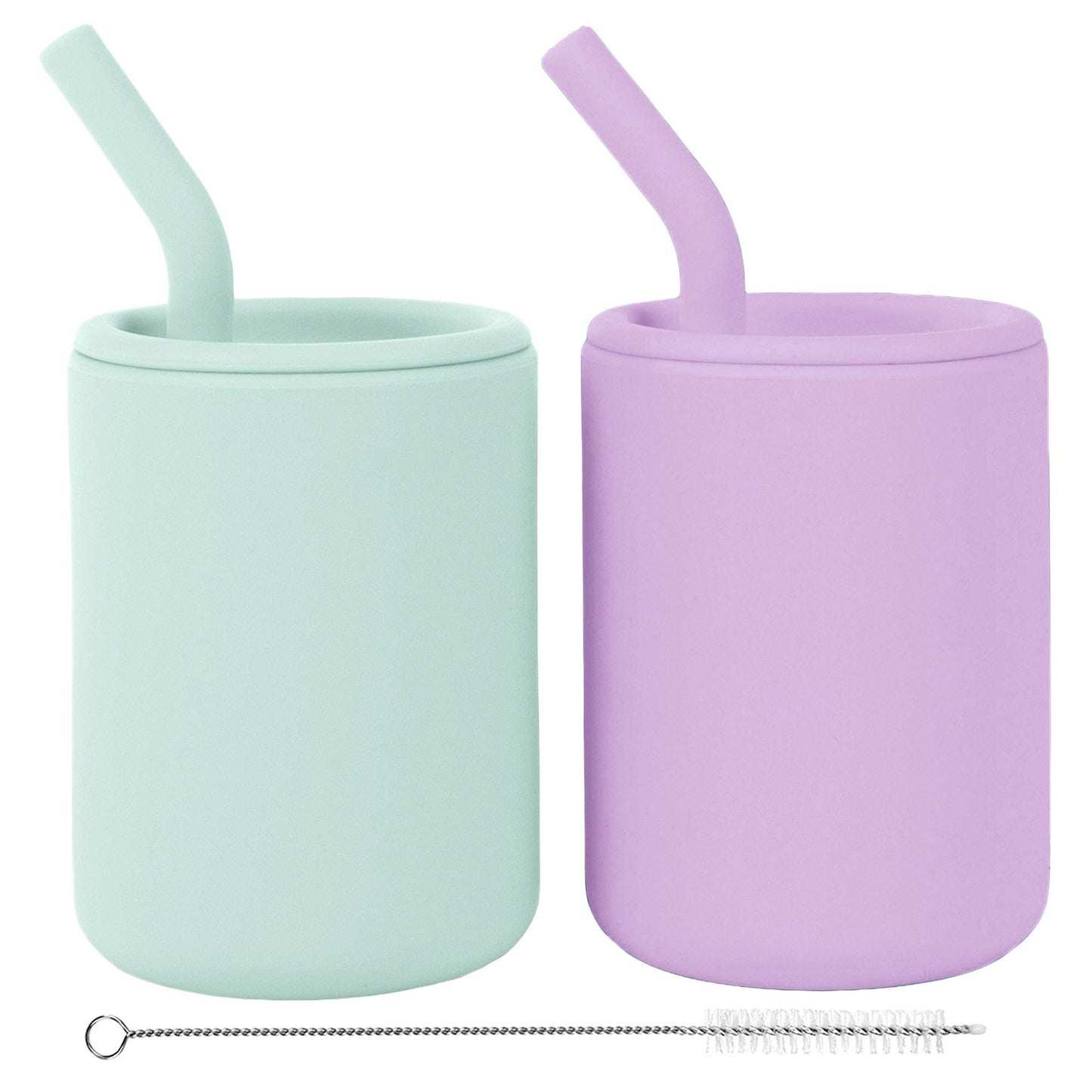 WeeSprout - Silicone Toddler Straw Cups – 4 oz, Set of 2